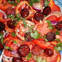 recette Salade de tomates au chorizo croustillant