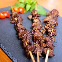 recette brochettes de boeuf grillé au Satay