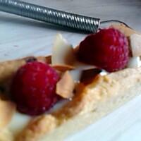 recette tartelette rectangulaire framboise et ganache chocolat blanc