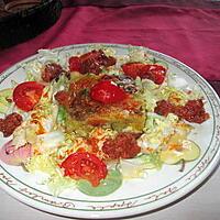 recette gratin   courgette spaghetti ; salade tomate;;; soubressade, longanisse