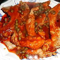 recette Emincé de porc sauce tomate aux capres