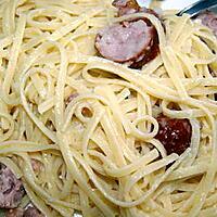 recette Linguines aux saucisses de Montbéliard