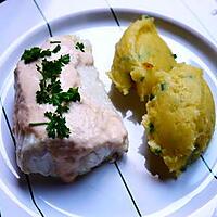 recette Dos de lingue à la crème de saumon / purée à la ciboulette