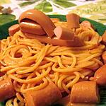 recette Knackis spaguettis sauce cremeuse au vin blanc