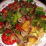 recette Salade de tomate de couleurs aux anchois et olives