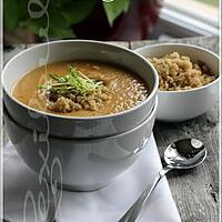 recette ~Potage à la courge, haricots blancs et garniture de quinoa aux herbes fraîches~