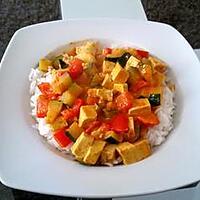 recette Emincé de tofu au curry rouge et lait de coco (Thaï)