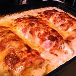 recette Roulé de dinde au lard au mascarpone et tomate séché gratinée sauce au foie gras