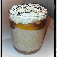 recette verrine riz au lait accompagné de crème de marron vanillé et abricot chantilly