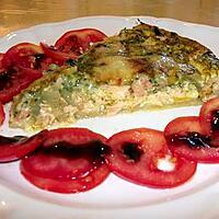recette Tarte aux deux saumons ,à la pulpe de basilic et camenbert gratiné