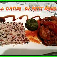 recette Osso bucco de dinde a la provençale ,  flan d épinards  et son riz tricolore  sauvage !