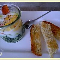 recette Oeuf cocotte épinards, ricotta, truite