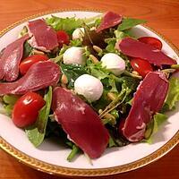 recette Salade de mesclun et canard fumé