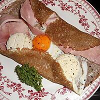 recette Galette jambon,oeuf,fromage de chevre