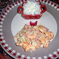 recette CREVETTES ROSES CURRY lait de COCO