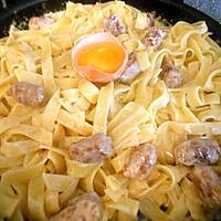 recette Tagliatelle carbonnara au saucisses