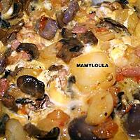 recette Omelette oignons/tomates/lardons fumés/ pommes de terre/champignons