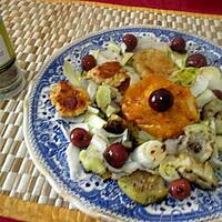 recette assiette du soir    endive ,     courge ,  palets légumes ,    cerises  au vinaigre