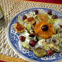 recette assiette du soir    endive ,     courge ,  palets légumes ,    cerises  au vinaigre