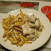 recette Emincé de dinde, sauce à la moutarde avec frites de céleri