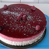 recette Bavarois mousse chocolat blanc, noix de coco, framboise