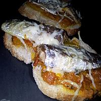 recette Bruschetta  sauce tomate et sardine gratinés au fromage