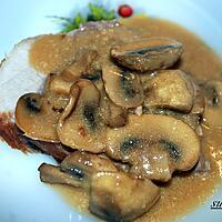 recette Rôti de porc en cocotte aux champignons
