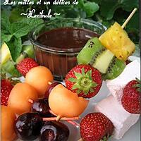 recette Brochettes de fruits au chocolat et à l'orange