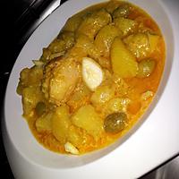 recette Râgout de pomme de terre au poulet et olives sauce curry