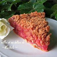 recette Tarte crumble aux framboises et rhubarbe