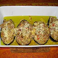 recette Aubergines farcies viande haché/légumes