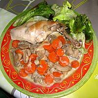 recette Cuisse de lapin, carottes et champignons à la crème