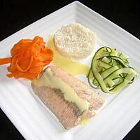 recette Pavé de saumon et ses tagliatelles de légumes accompagné d'une sauce hollandaise