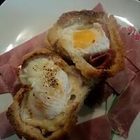 recette nid de pâques au jambon et fromage ( croque madame revisiter )