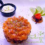 recette Tartare de Saumon à l'Aneth sur Rösti Crème de Citron Vert