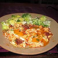 recette oeufs au bacon,    sobressade    et une astuce donnée par rosy  pour nettoyer  les fruits