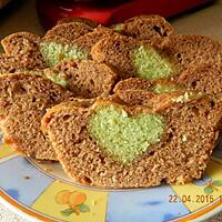 recette Cake chocolat et son coeur menthe