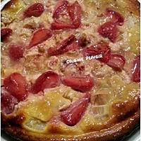 recette Tarte façon clafoutis fraises-rhubarbe