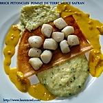 recette BRICK PETONCLES POMME DE TERRE SAUCE SAFRAN