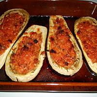 recette Aubergines farcies chorizo/jambon cru/tomates