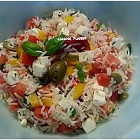 recette Salade de riz, feta, tomate, poivron et olives