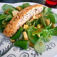 recette Salade au pavé de saumon de mon cheri