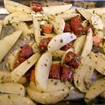 recette Pommes de terre rôtis au merguez et saucisses de strasbourg