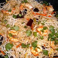 recette Nouilles sautées aux crevettes