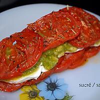 recette mille-feuille tomate-mozzarella,pesto au basilic