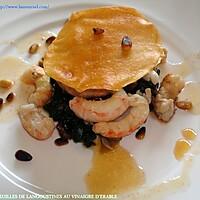 recette MILLEFEUILLES DE LANGOUSTINES AU VINAIGRE D'ERABLE