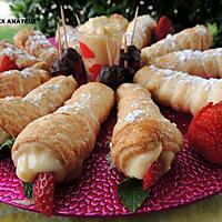 recette Cornet garni de crème + fraises