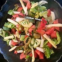 recette Salade concombre-olives-pastèque-asperges, sauce moutarde & miel