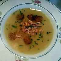 recette Potage au fenouil, ciboulette et crevettes grises.