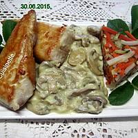 recette Émincés de dinde à la sauce béchamel et champignons.